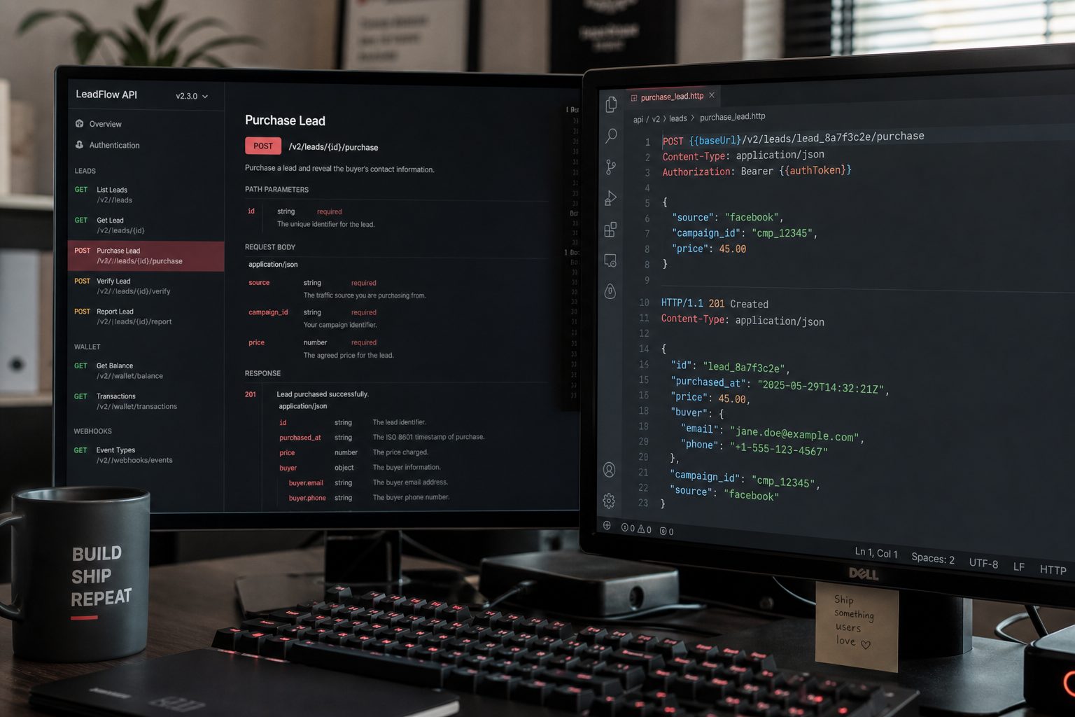میز کار توسعه‌دهنده با مستندات API لیدورا